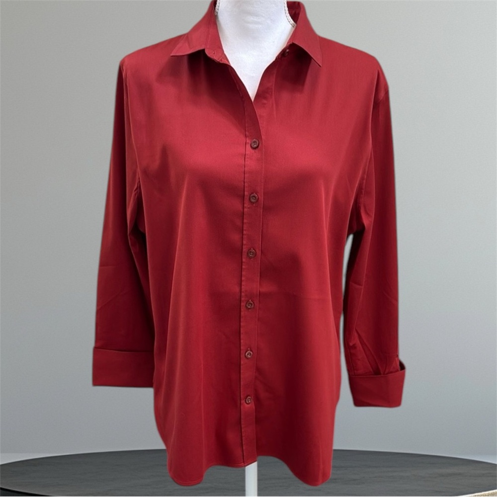 Chico’s Rust Color Button Down Stretch Shirt Size 2.5(14)